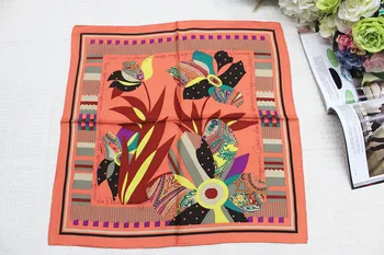

100% silk scarf, women Square scarf,Material:twill silk, size:50x50,Thickness 12mm orange Flowers