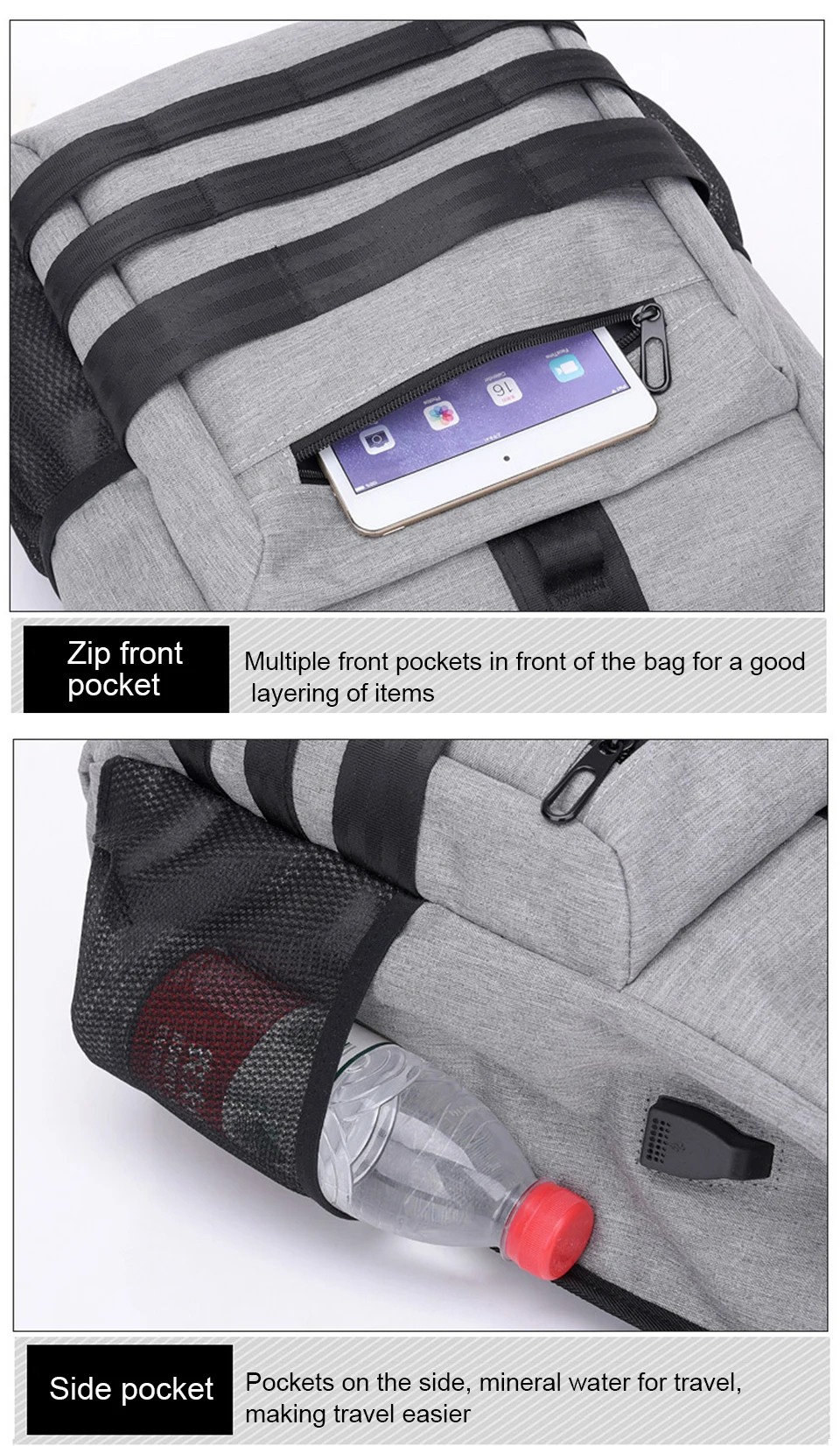 8 USB Charging Backpacks 15.6'' Laptop Backpack Canvas Men Backpacking Travel High Capacity Luggage Bag Pack Male Outdoor bagpack