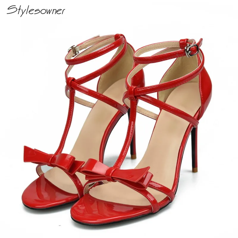 

Stylesowner 2018 Fashion Summer Butterfly-Knot Sexy High Heel Sandals Ankle Buckle Cross Tied Thin High Heels Open Toe HeelShoes