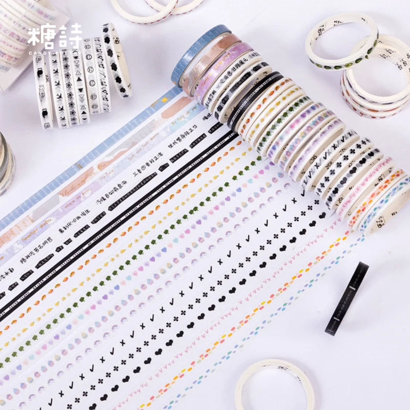 

10 Pcs/Lot Happy photo studio series slim Gilding washi tape set Split line masking tapes decoration Stickers Kawaii Stationery