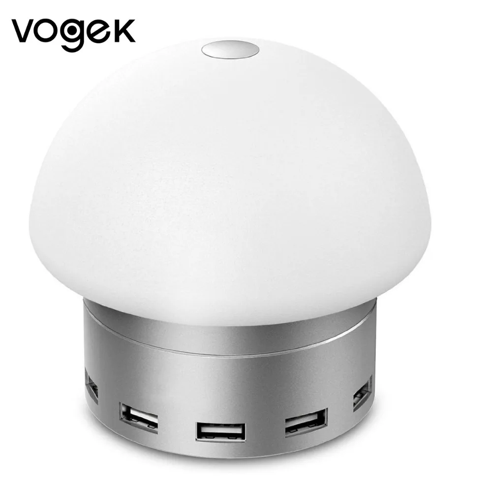 

Vogek 6-Ports USB Phone Charger with LED Desk Lamp 30W/6A Universal Desktop Phone Quick Charger for Samsung iPhone Novelty Gift
