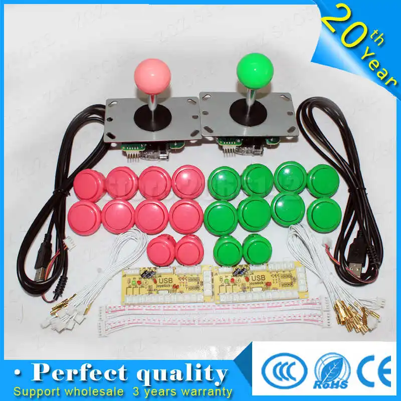 

free shipping Sanwa Push Buttons Arcade Zero Delay Arcade DIY Kit Mame USB Encoder To PC DIY Arcade game 2player