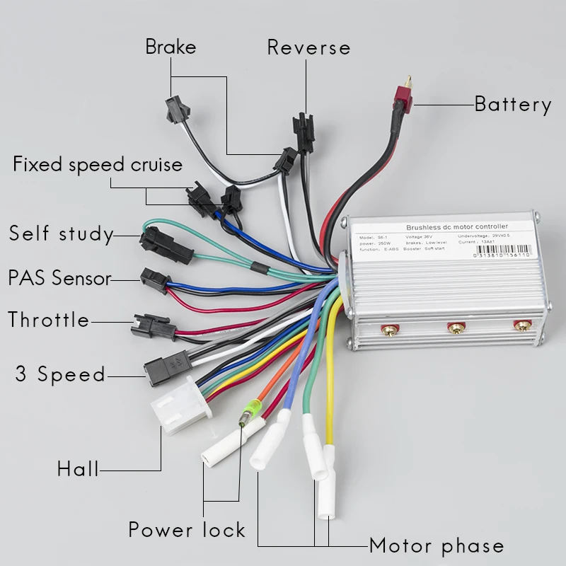 24V 48V 350W 12 дюймов электрическое транспортное средство двигатель постоянного тока бесщеточный мотор контроллер для электрического велосипеда, фара для электровелосипеда в дроссель скутера conversion Kit