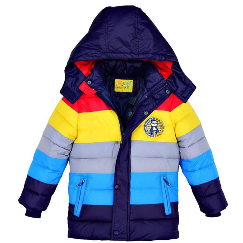 Retail 2018 New Winter Boy Coat striped Color Boys Cotton padded Jacket