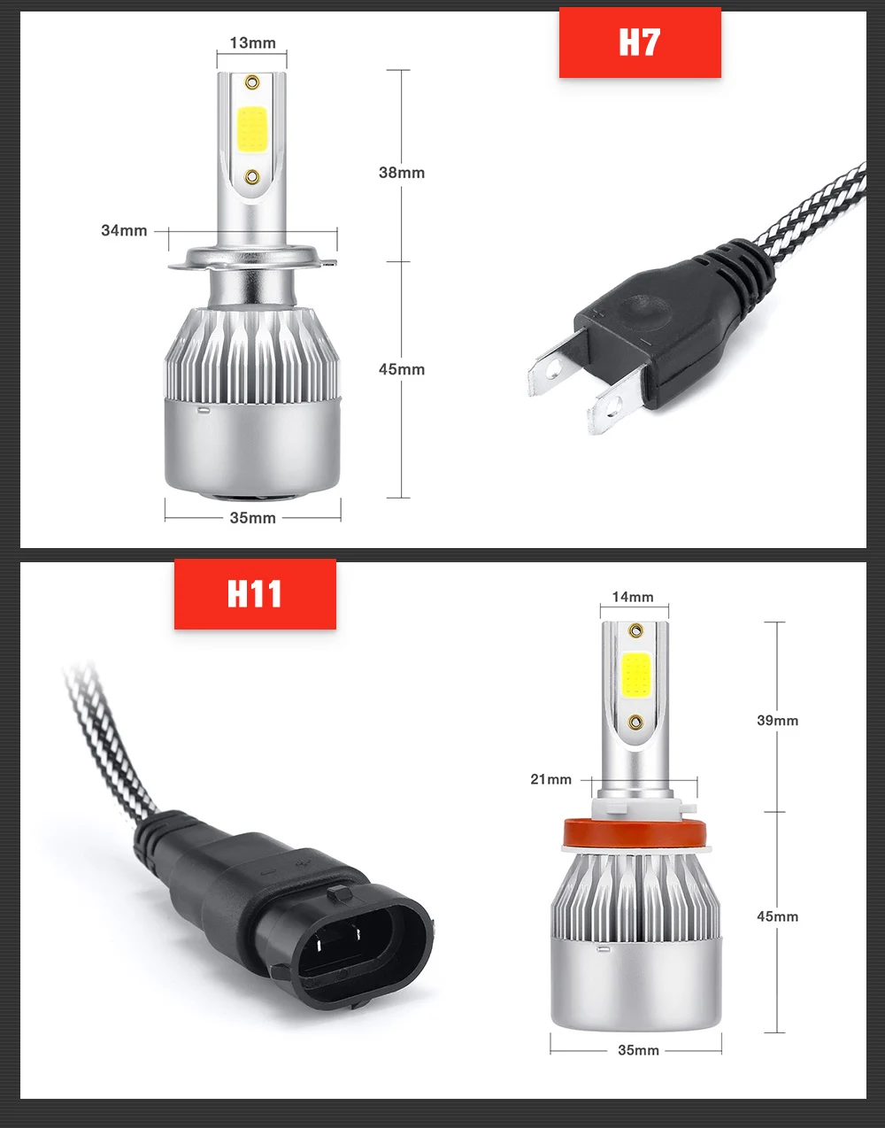 12v Led светильник HB3 HB4 H11 H4 H7 H13 автомобильная светодиодная лампа для фары/авто фары лампы 80 Вт 8000LM высокий низкий пучок 6000K белый светильник Инж