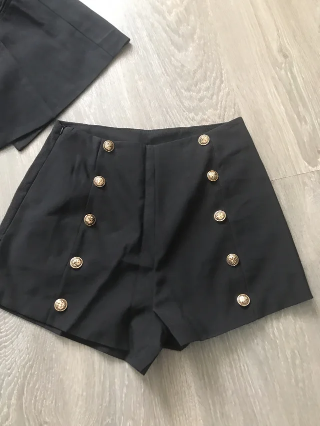 spring and summer leisure button pure color blue beauty women elegant women office lady two pcs set female high end suit