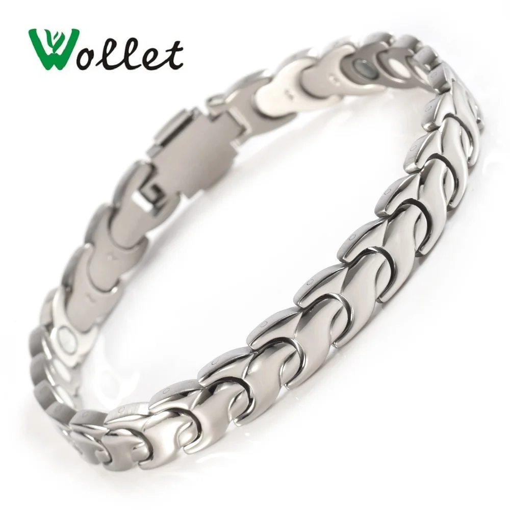

Wollet Jewelry Stainless Steel Magnetic Bracelet Bangle For Women Men Magnets Infrared Ion Magnets No Plating Health Care Silver