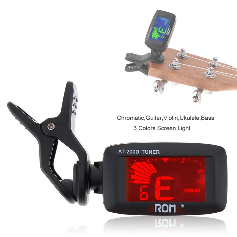 Aroma AT 200D Portable Clip on Electric Tuner 3 Colors Backlit Screen