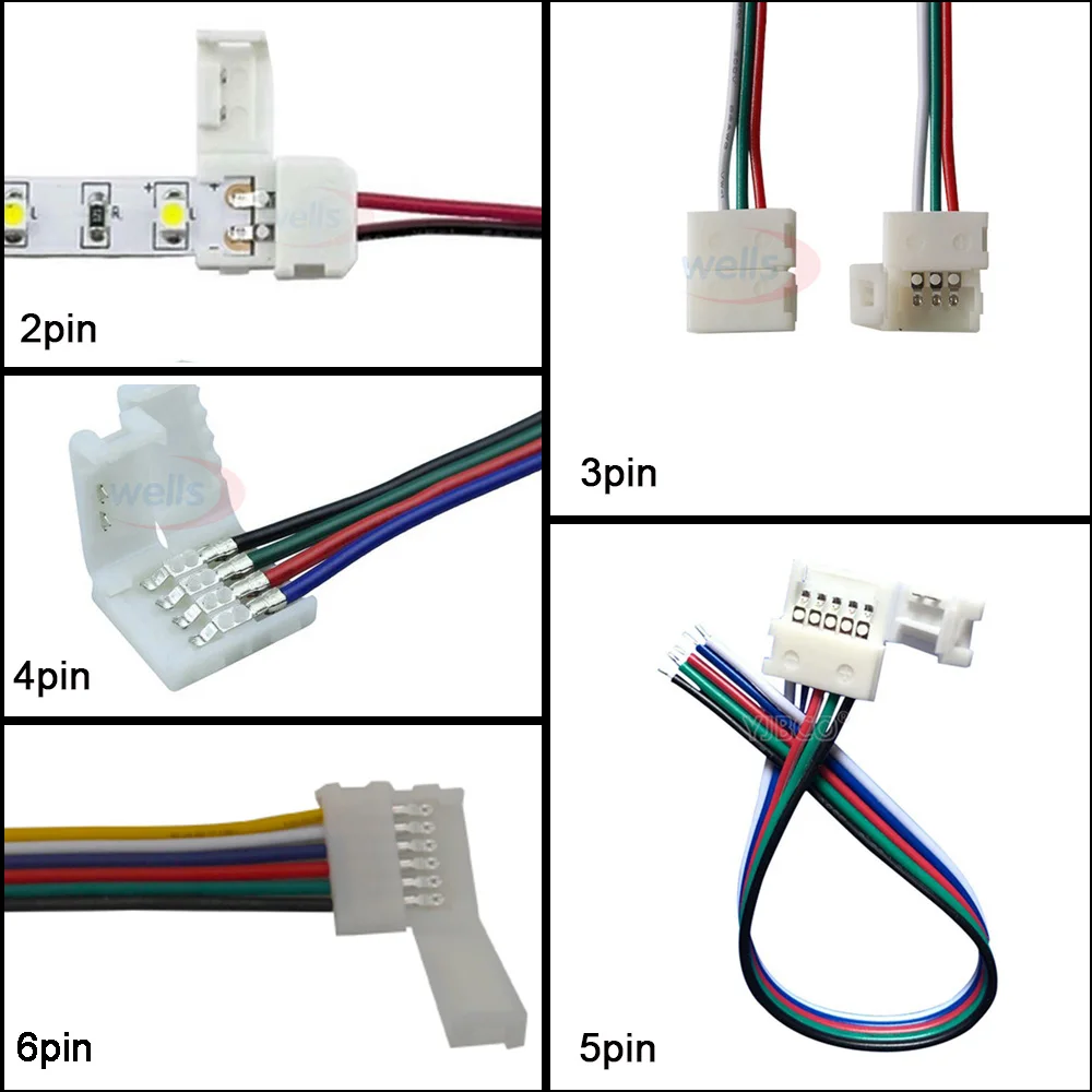 5 шт. провод разъема светодиода 2pin 3pin 4pin 5pin 6pin соединительный кабель с разъемом кабеля для WS2811 WS2812B 5050 RGB/RGBW светодиодный полосы светильник