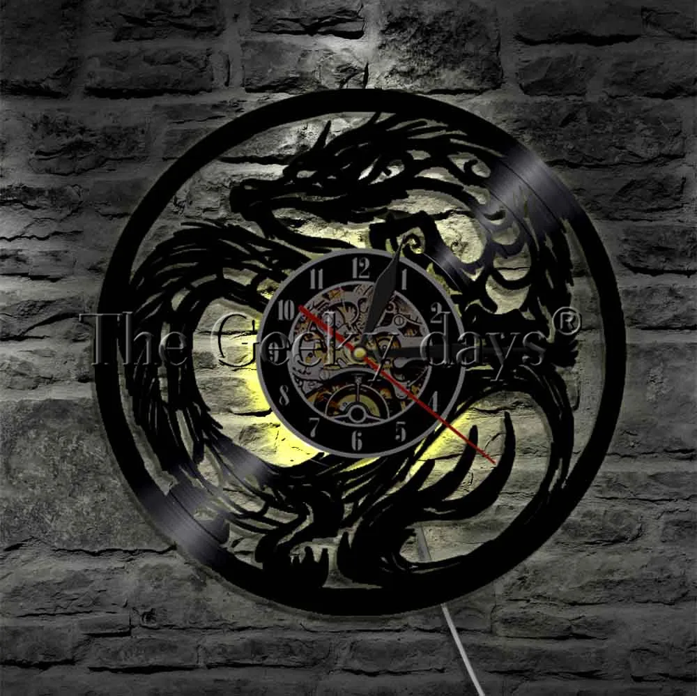 1 шт. подземелье Мастер дракон светодиодный светильник настенное искусство боевое искусство Дракон настенный светильник с Lumionus виниловые часы виниловый свет