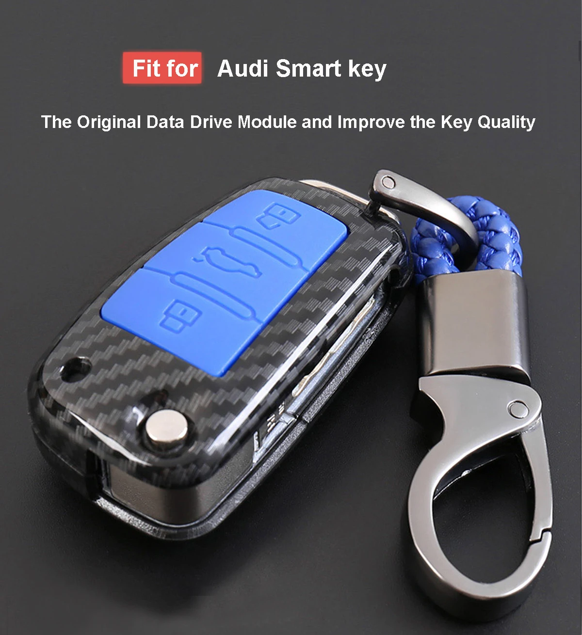 Keyforkess 10x custodia in Silicone con copertura in carbonio per Audi C6 A7 A8 R8 A1 A3 A4 A5 Q7 A6 C5 doppia protezione 3BTN chiave a distanza per auto -