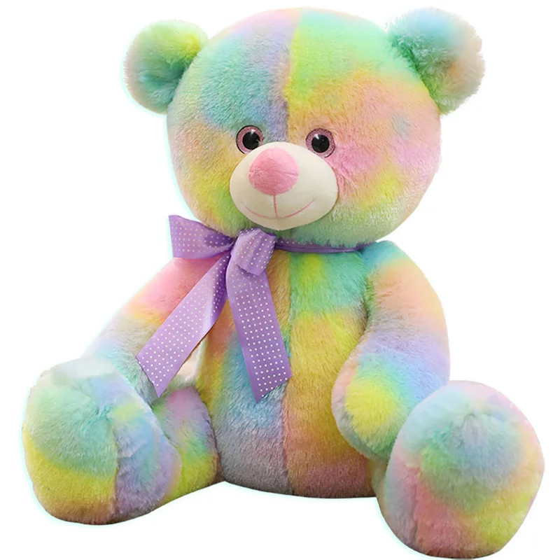 

1 Pcs 45cm Rainbow Bear Plush Toy Doll Children's Toy Pillow Kawaii Sofa Soft Cushion Kids' Holiday Gifts Holding animals
