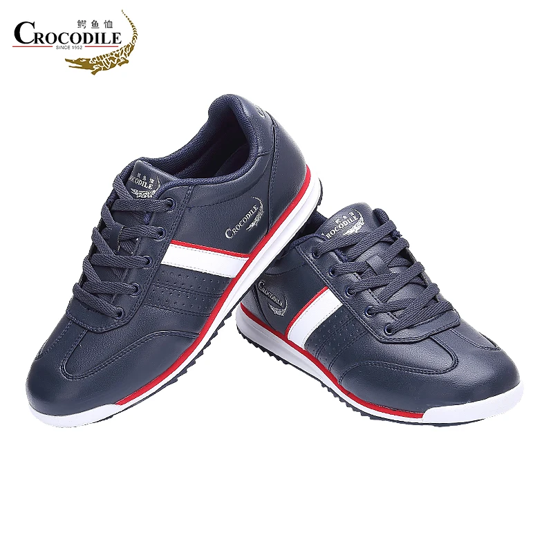 Ceny Crocodile męskie buty do biegania wodoodporne sportowe obuwie skórzane męskie buty do biegania sportowe tenisówki męskie off Black White