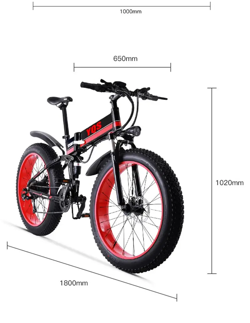Discount YQS 1000W Snow ebike Beach Electric bicycle 26 inch 48V  lithium motor bike 9