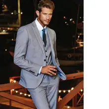 Men Tuxedos Lapel Groomsmen groom Mens Wedding Suits formal occasion business(Jacket+Pants+Vest+Tie)