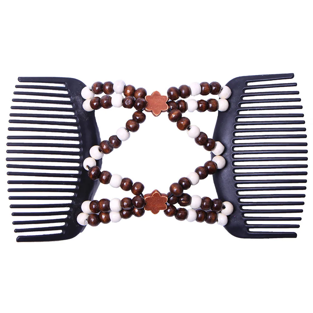 

Magic Wooden Stretchy Double Clips Hair Slide Comb Double Clips Wooden Women's Fashion hair tools F11.6