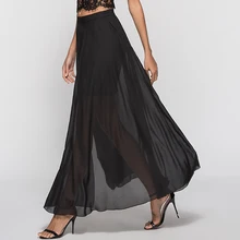Женская длинная Тюлевая юбка Летняя мода большие качели Макси юбки Повседневные женские пляжные перспектива Сетка Сплит юбка 8964