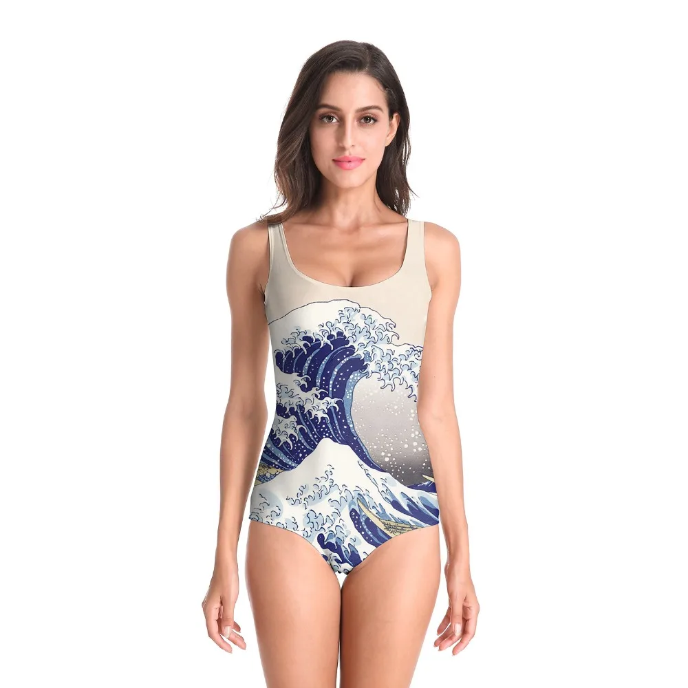 Модный Цельный купальник для женщин с 3D принтом серфинга монокини Maillot De Bain Femme