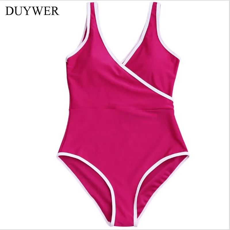 Red One Piece Swimsuit Sexy Bikini Women's Swimwear Slim Bodysuit