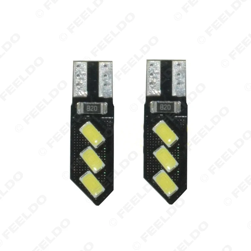 FEELDO 2 шт. DC12V T10 194 3 Вт 6SMD 5630 автомобильная светодиодная лампа Canbus без ошибок 7