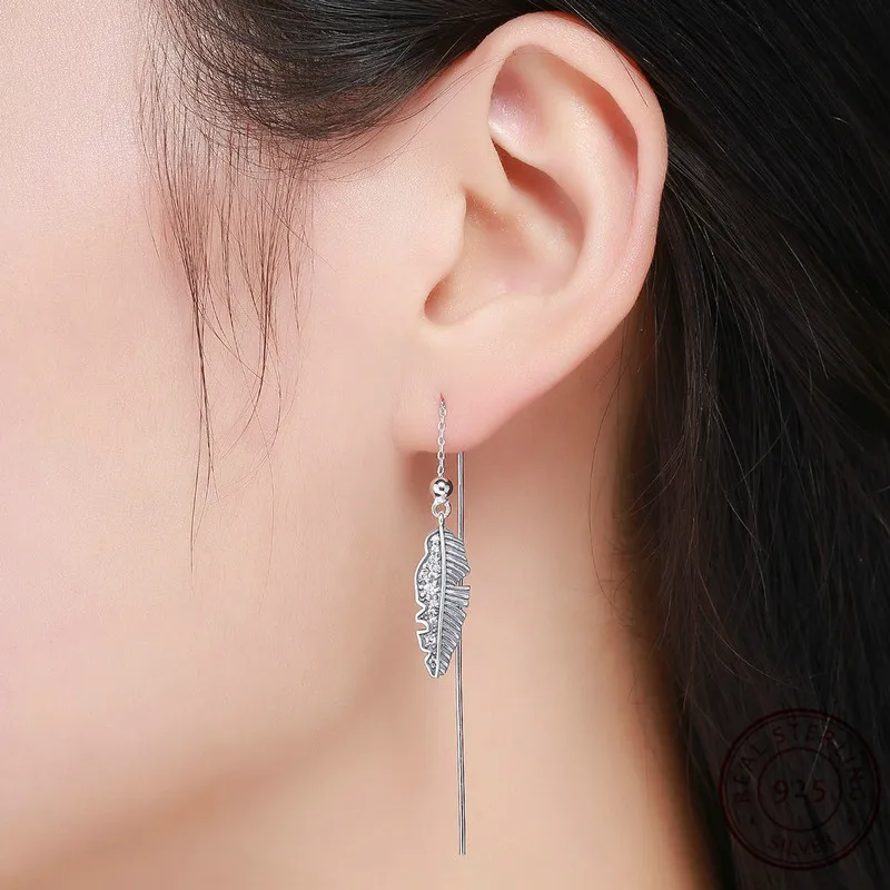 

Palm Leaf Earrings, Exquisite Retro Leaf Type 925 Sterling Silver Earrings For Pretty Girls Dating Engagement Daily Jewelry Gift