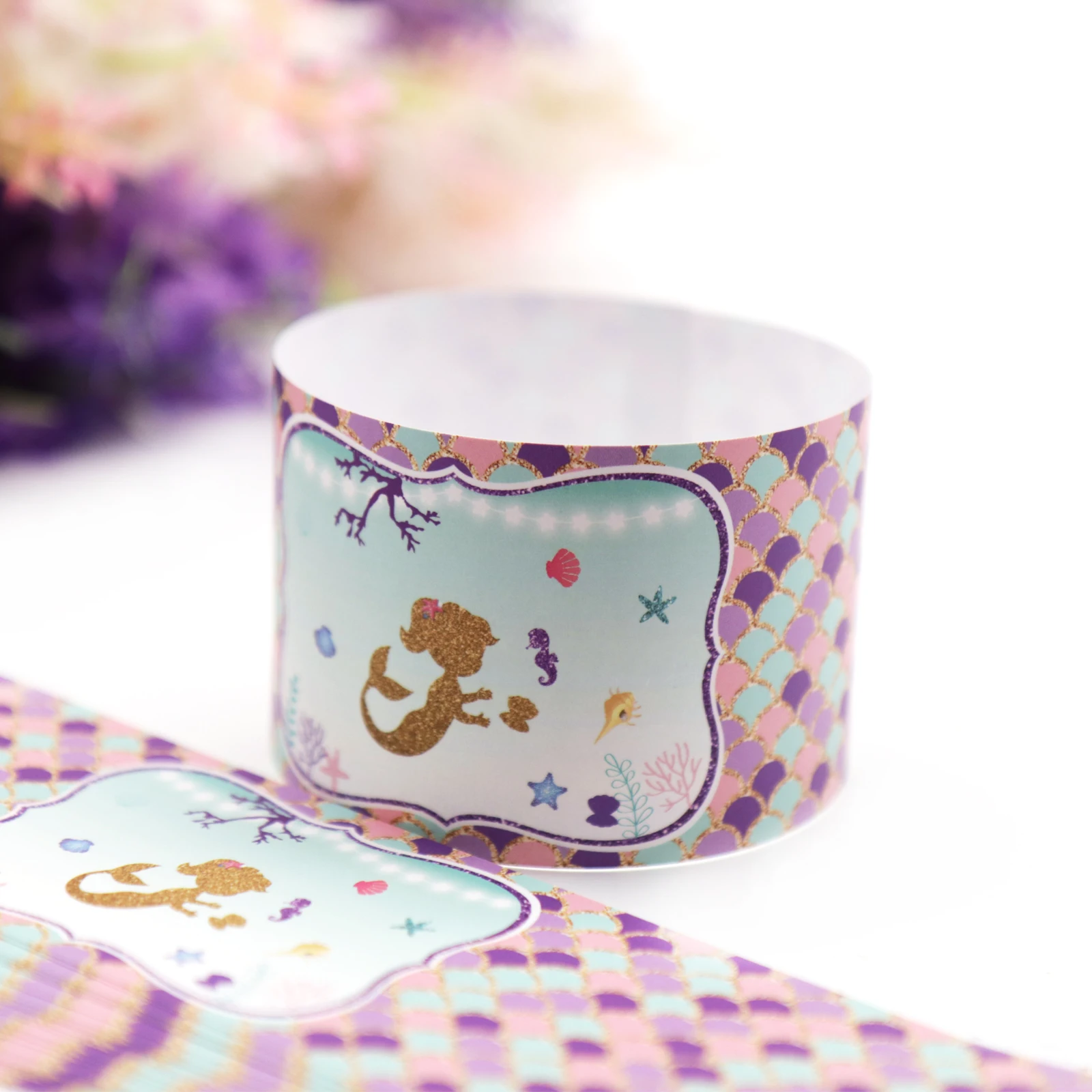 24pcs 5*23cm Mermaid Stickers Mermaid Theme Party Decorations Kids Party Girls Party Birthday Favor Water Bottle Sticker