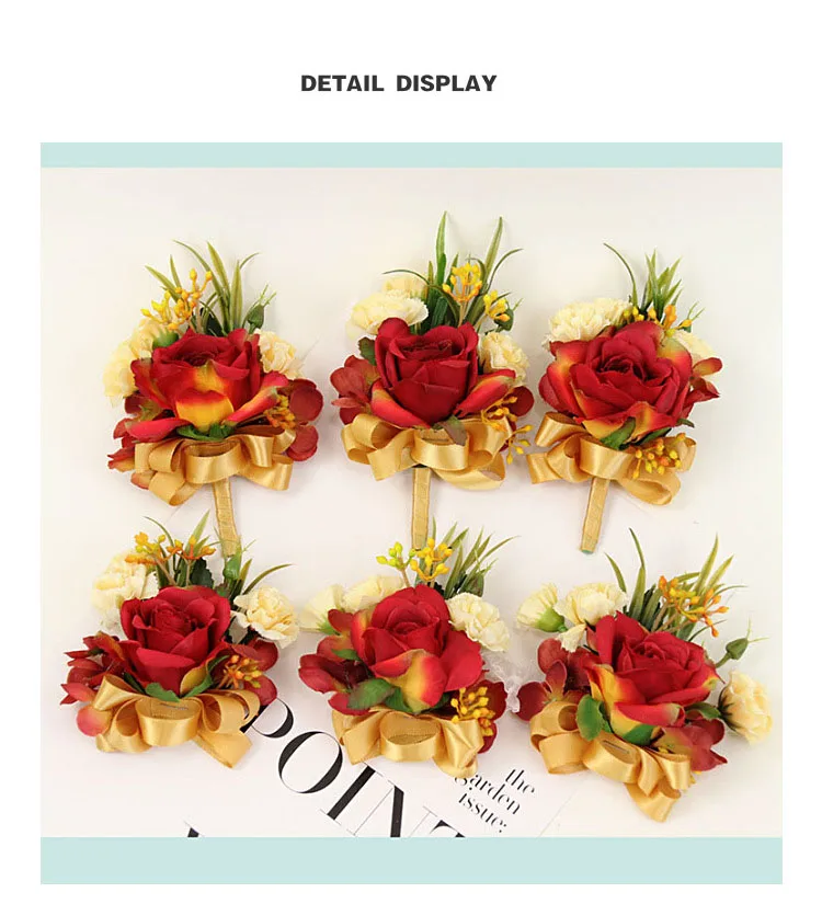 bridesmaid bracelet wedding corsage flowers roses artificial  (4)