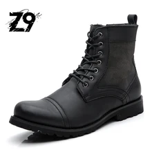Top new men boots fashion casual high shoes cowboy style high quality lace-up classic leather ankle brand design season winter