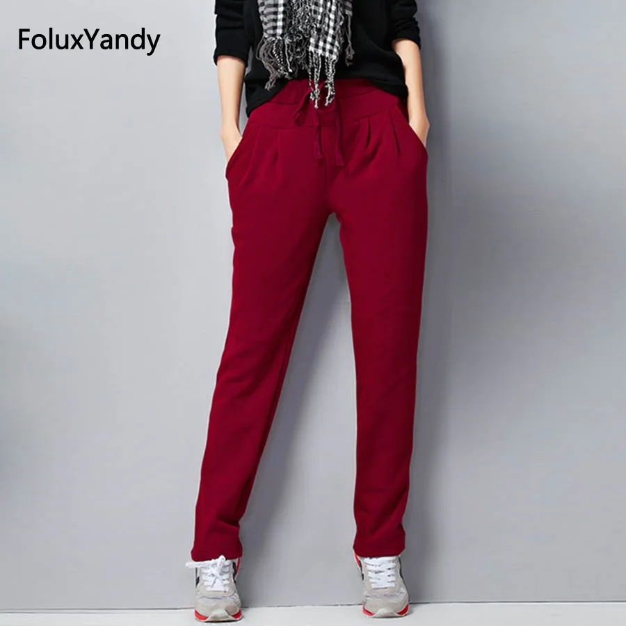 

6 XL Women Harem Pants Women Casual High Waist Loose Plus Size Pants Trousers Red Black Blue Gray OMW02