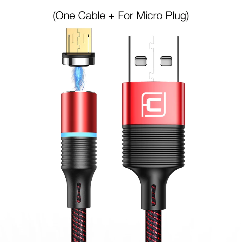 Магнитный кабель Cafele Micro usb type C, магнитное зарядное устройство 3A, быстрая зарядка для iPhone, huawei, Xiaomi, мобильный телефон, кабели, провод для передачи данных - Цвет: red for Micro