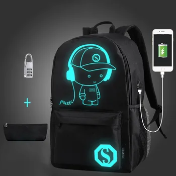 

Anti-thief School bag Nightlight Children School Backpack Wich Pencil Case Anime Luminous School Bags For Boy Girl Schoolbag