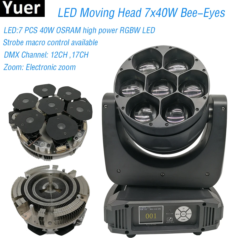 

HOT Fast&Free Shipping DMX Stage Light LED Moving Head 7X40W OSRAM RGBW LED Professional Stage & DJ Disco Christmas Decorations