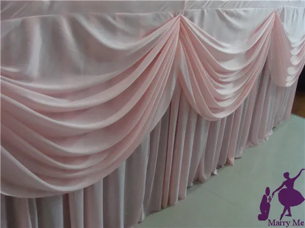 5 13ft X 29 Pink Silk Table Skirt With Swag For Wedding
