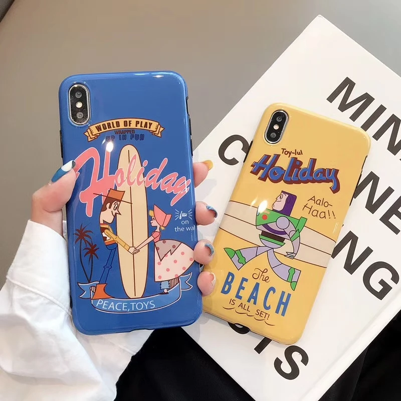 

Soft Silicone Case For iphone 6 6S plus 7 8 plus X XR XS Max Glossy TPU phone case Toy Story Woody Buzz Lightyear Pattern
