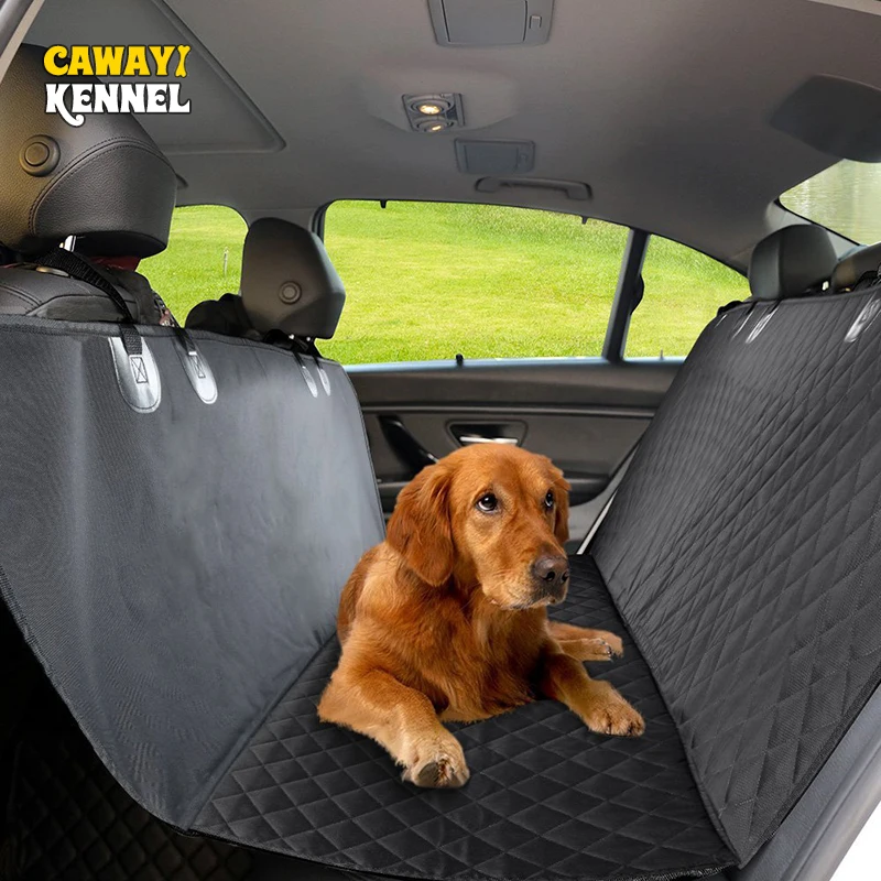 

CAWAYI KENNEL Luxury 600D Oxford PP Cottpn Pet Dog Cat Car Rear Bench Seat Anchors Waterproof Non-Slip Cover with Hammock U0957