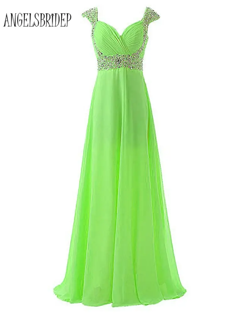 ANGELSBRIDEP Cap Sleeve Prom Dress Floor Length Chiffon Party Dresses