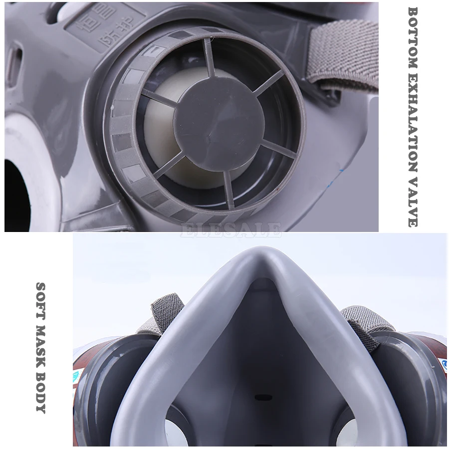  Professional Half Face Gas Dust Mask With Wide Vision Safety Goggles Carbon Filtering Cartridge For
