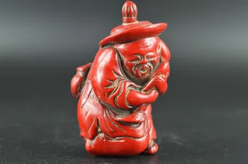 

CHINESE Exquisite CORAL CARVE OLD MAN SNUFF BOTTLE