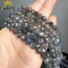 Perles de Labradorite grise naturelle, en pierre à facettes, en vrac, pour la fabrication de bracelets et de colliers, accessoires de bijoux, 7.5 ''6mm/8mm ► Photo 3/6