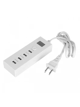 

4 USB Port travel Home Wall Fast Quick Charger Adaptor AC To USB power socket Station w/Smile Screen + Power Button-US Plug