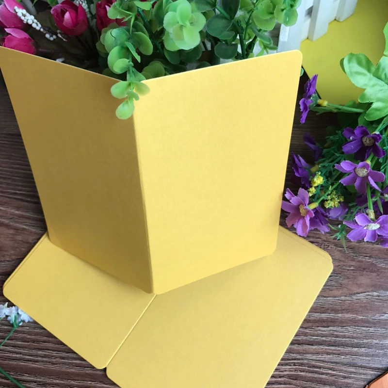 9,4*15 см Цвет складной DIY открытка пустые поздравительные открытки Черный Белый крафт карты свадебные вечерние украшения - Цвет: pearl yellow
