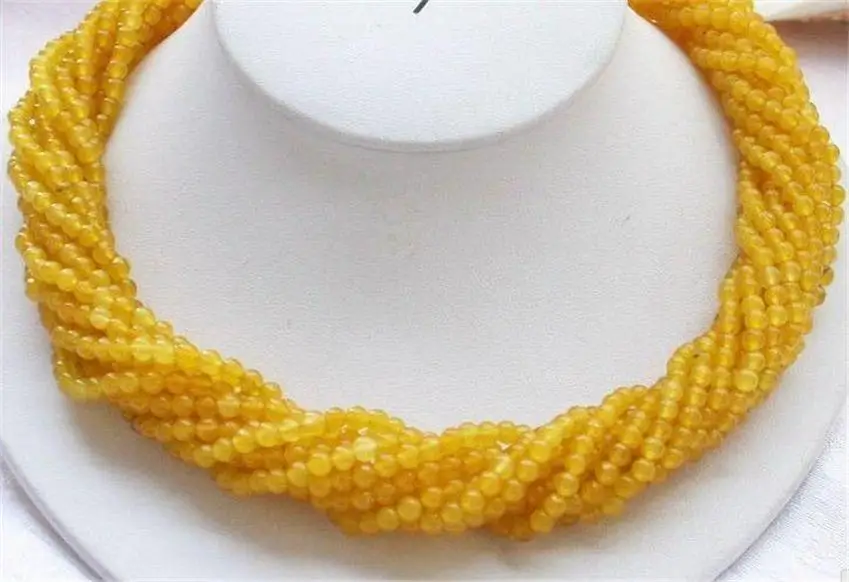 

DD 9 strands 20" 4mm round Brazilian topaz round beads necklace AAA WW