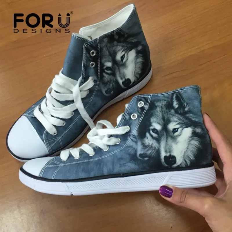 Najtaniej FORUDESIGNS dostosowane zdjęcia lub Logo mężczyźni wysokie buty płócienne klasyczne sznurowane buty wulkanizowane studenci mody chłopcy płaskie buty