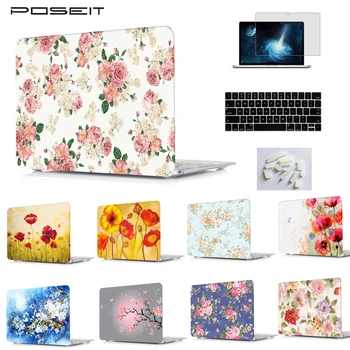 

Flowers Print Hard Case Shell Keyboard Cover LCD Film For Macbook Pro 13.3 /15.4" Air 11/13" Retina 12 new Pro 13 touch bar 15
