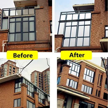 

SUNICE Window Sticker Film Silver&Silver Window Tint House Decoration One Way Vision Solar Tint Film Waterproof UV Proof 0.8*5m