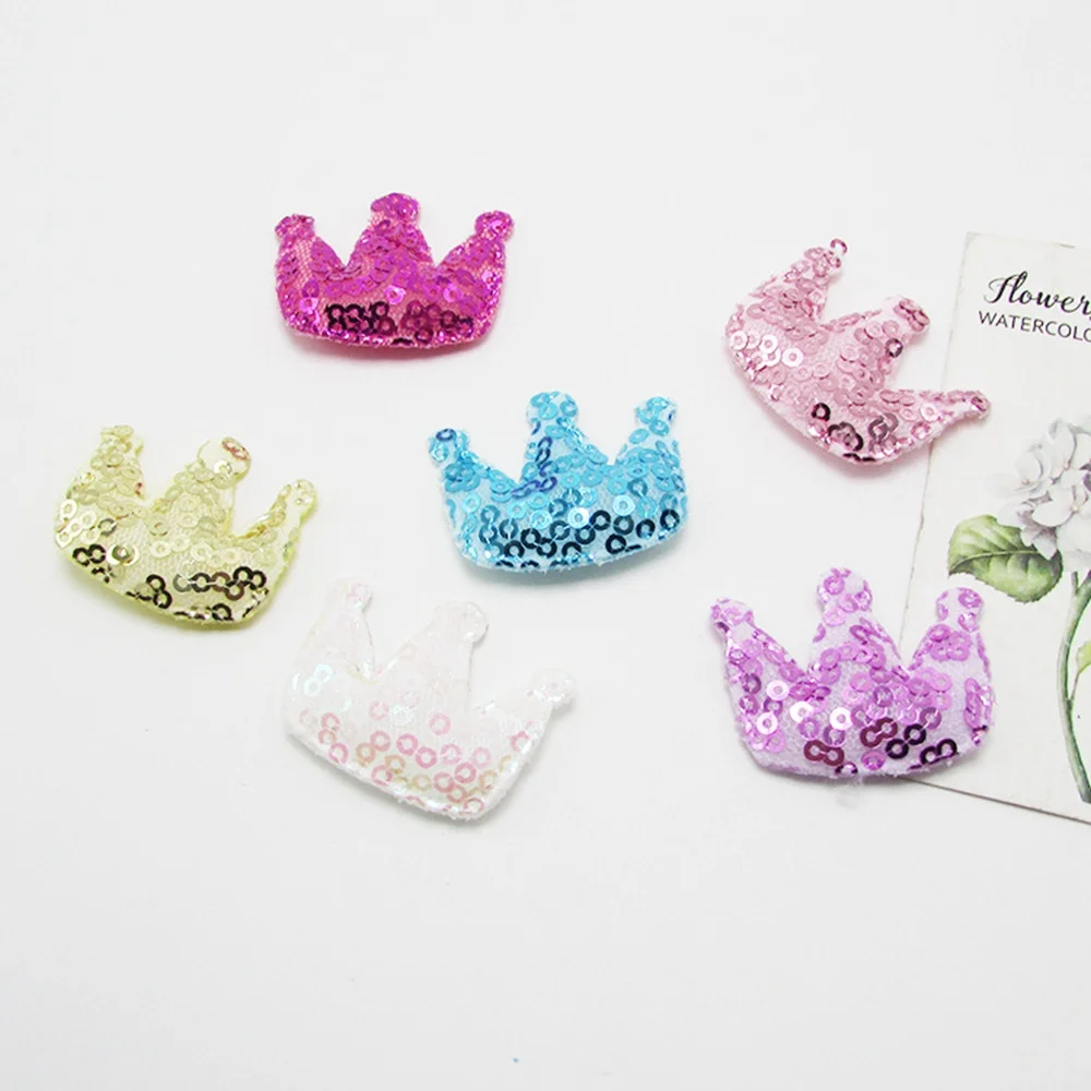 100pcs/lot sequin crown padded applique Crafts for headwear bag shoe garment DIY accessories lucia crafts 5 pairs lot 10 14 18mm magnet buckle metal snap fasteners buttons diy sewing garment accessories materials g1209