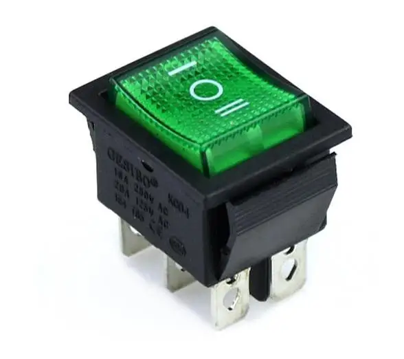 KCD4 1 шт. кулисный переключатель питания вкл.-ВЫКЛ.-ВКЛ. 3 положения 6 электрооборудования с выключателем светильник 16A 250VAC/20A 125VA - Цвет: green  ON-OFF-ON