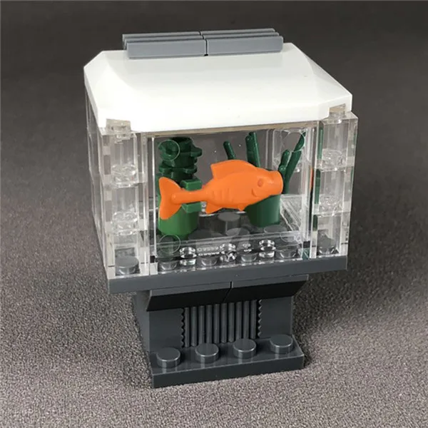 Legoingly Fish Tank Block Bricks Fish Grass Case Display Box Building Blocks MOC Accessories Parts Model Kits DIY Toys for Kids (3)