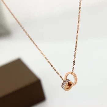 

2020 New Wild Crystals from Swarovskis Roman Digital Double Titanium Steel Necklace Women's Pendant Accessories Don't Faded
