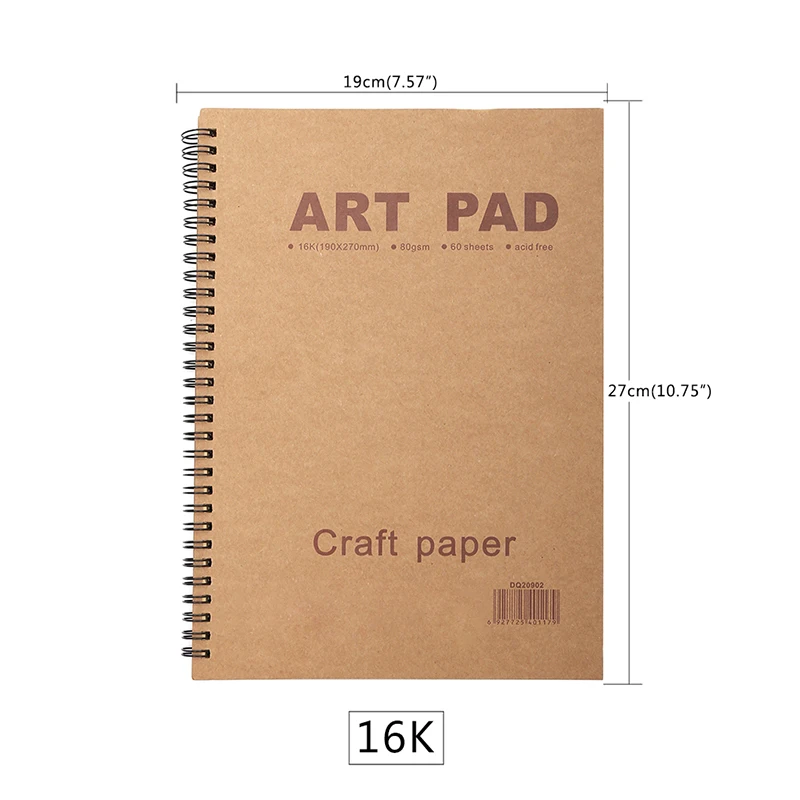 Kaufen KUNST PAD 16K 60 Blatt Skizze Buch Notebook 80gsm Handwerk Papier Schreibwaren Notizblock Für Malerei Zeichnung Toner bleistift Farbe bleistifte